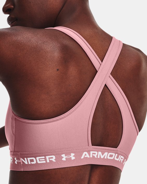 Women's Armour® Mid Crossback Sports Bra, Pink, pdpMainDesktop image number 8